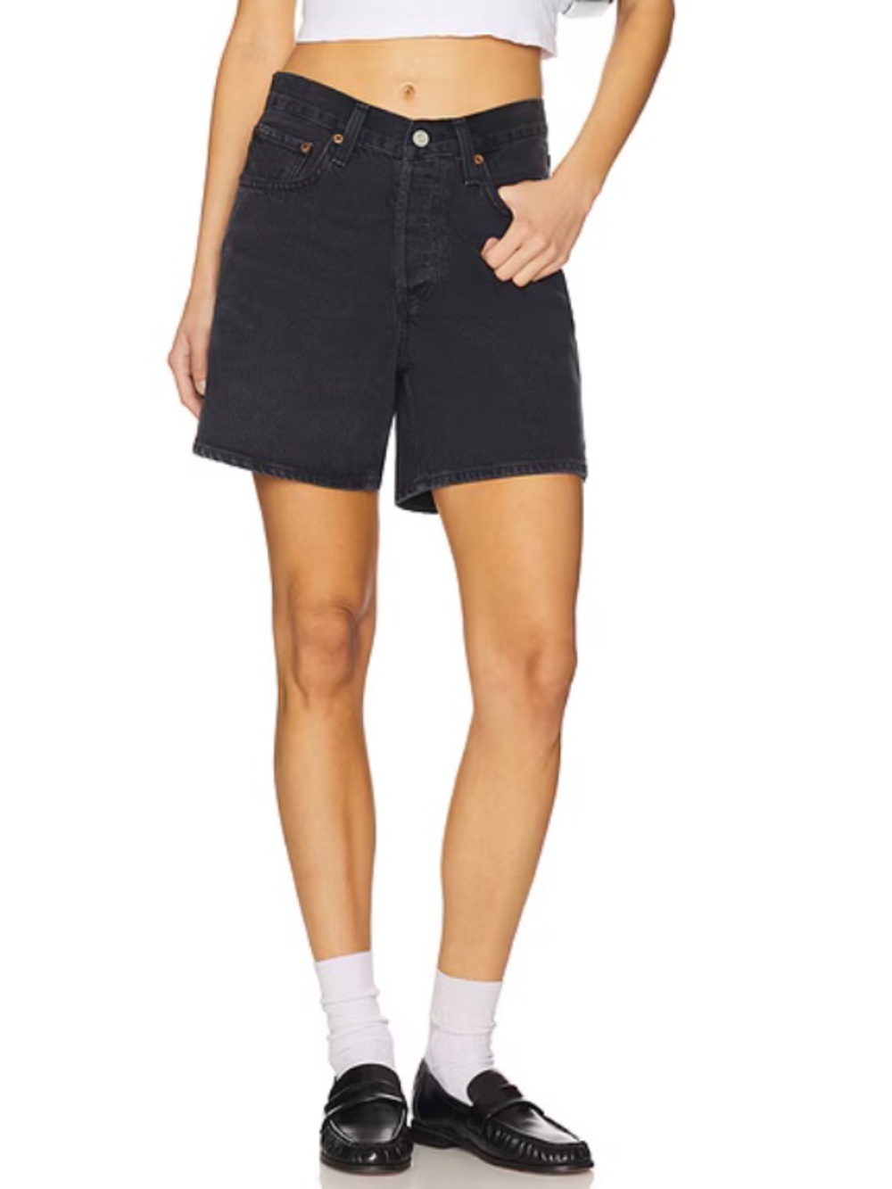 Agolde V-Waist Black Denim Short NWT Size 27